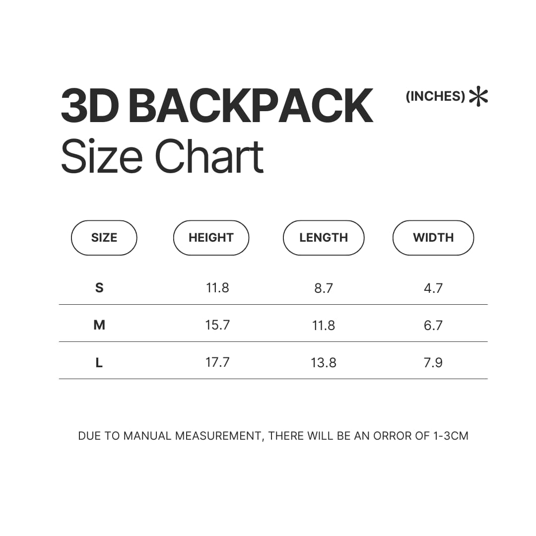 3D Backpack Size Chart - Game Grumps